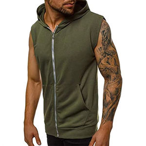 <b>Sleeveless</b> Embroidered Autumn <b>Hoodie</b> Sportswear for <b>Men</b> Quick Dry Muscle Gym Bodybuilding - Product Image 1