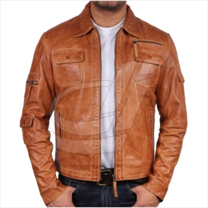 Blouson de moto en cuir véritable pour hommes, veste avec fermeture éclair, à la mode, vente en gros, - Product Image 6