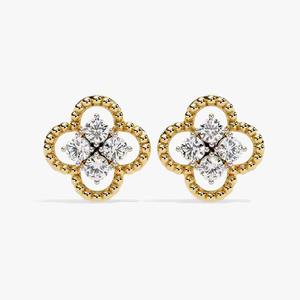Pendientes de oro blanco de 18K con diamantes cultivados en laboratorio, pendientes de tuerca para mujer - Product Image 1