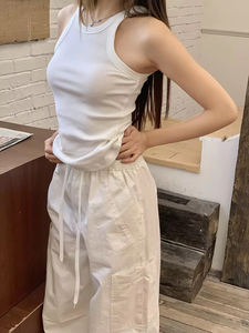 Logo personnalisé grande taille femmes débardeur couleur unie tricoté coton tissu Slim Fit blanc débardeur respirant débardeur porter - Product Image 3