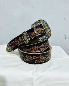 Cinturón personalizado con hebilla de Metal de aleación, cinturón occidental de cuero de vaca con diseño hecho a mano al mejor precio, venta al por mayor - Product Image 6