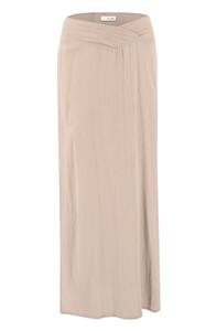 2025 Customized High Quality Women's <b>Maxi</b> <b>Skirt</b> Luxury Casual Classic Cotton Elasticated Back Ladies' Side <b>Slit</b> Long Natural - Product Image 5