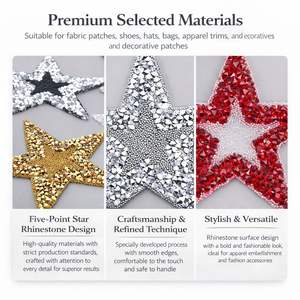 Parche Termoadhesivo de PVC con Forma de Estrella de Cinco Puntas, Hecho a Mano, con Pedrería, para Decoración de Sombreros, Bolsos y Ropa - Product Image 2