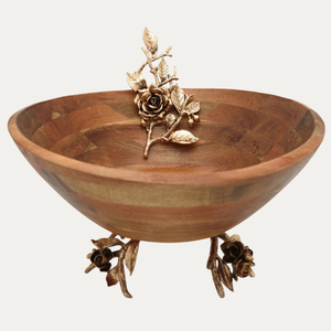 Bol à salade en bois écologique fait à la main avec support d'accent Redberry bol décoratif attrayant pour la maison ou l'hôtel et les mariages - Product Image 5