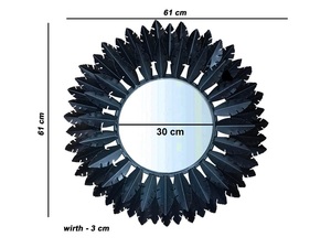 Miroir mural classique pour décoration de maison, salon, salle de bain, hôtel, couleur noire, fini en forme de fleur, métal, Design Unique, miroirs muraux - Product Image 3