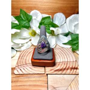 Navajo One Size Rose Gold Plated <b>Adjustable</b> <b>Ring</b> Sugilite & Sterling Silver with Bezel Setting Fashionable Style Gift - Product Image 1