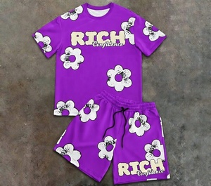 Conjunto Deportivo de Verano Unisex de 2 Piezas, Conjunto de Pantalones Cortos y Camiseta de Manga Corta con Estampado Personalizado para Hombre - Product Image 1