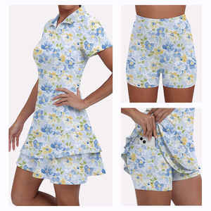 Custom Designed Short Sleeve Golf <b>Jumpsuit</b> Stretchable One-Piece <b>Sports</b> Dress for Tennis Sublimation Printing Set - Product Image 2