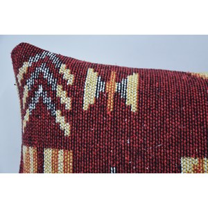 Luxury <b>Red</b> <b>Wool</b> Pillow 12x24 Inches Geometric Vintage Square Pattern Woven Technique Fluffy Style for Bedding Christmas Holiday - Product Image 2