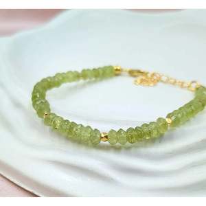 18K Gold Filled & 925 Sterling Silver Peridot Beaded Bracelet <b>Charm</b> <b>Bangles</b> with Pearl As Main Stone - Product Image 4
