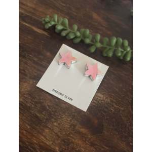 Donovan Skeets Pink Conch & Sterling <b>Silver</b> <b>Stud</b> Earrings Post Star Design - Product Image 3