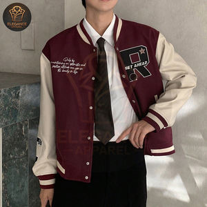 Buen proveedor, el estilo más nuevo con manga de PU, Patchwork, bordado de letras, ropa de calle, estilo Borgoña, chaquetas universitarias de béisbol universitarias - Product Image 4