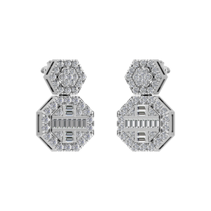 Lujo fino Octágono forma Pt950 platino diamante Natural Stud pendientes IGI certificado estilo de moda para mujeres OEM ODM al por mayor - Product Image 3