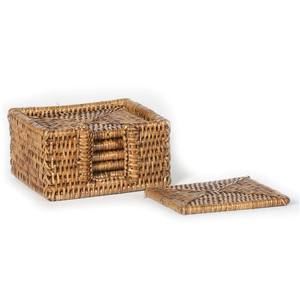 Ensemble de sous-verres à thé créatifs ronds uniques Accessoires de cuisine Sous-verres en osier de jute avec support Design unique fait à la main - Product Image 4