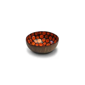 Mop Coconut Bowl Sustainable Stocked Disposable Handmade Lacquer Coconut Shell Bowls Made In Vietnam Hand Painted Lacquered Bowl