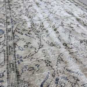 พรมวินเทจ, พรมตุรกีขนาด 3.3x6.6 ฟุต, พรมขนสัตว์สีเทาแบบอิคัต - Product Image 5
