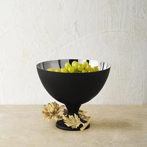 Bol décoratif noir avec fleur d'or Design pièce maîtresse élégante parfaite pour servir des collations Fruits ou affichage à la maison de table - Product Image 3