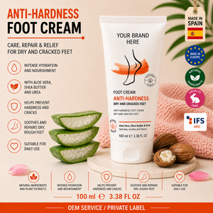 Crème pour les pieds anti-dureté en marque privée 150ml OEM |   Réparation des talons fissurés, soin des pieds secs, absorption rapide |   Espagne UE - Product Image 1