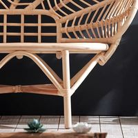 Handgefertigtes Rattan-Sofa in Blattform, Natürlich Gewebte Bank für Innen- und Außenbereich
