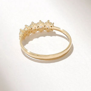 Anillo de Diamantes de Moissanita de Oro de 10k de Lujo para Mujer con Piedras Redondas y Baguette para Fiesta, Regalo de Aniversario de Bodas para Ella - Product Image 3