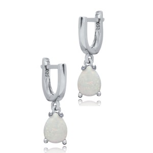Boucles d'oreilles pendantes en argent sterling 925 turc faites à la main, avec opale blanche taillée en perle, design solitaire, vente en gros - Product Image 3