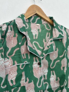 Conjunto de pijama de algodón puro con cuello en V para mujer, vestido de noche nupcial hecho a mano, cintura elástica, tejido suave y cómodo para - Product Image 3