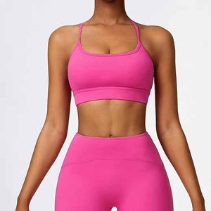 Wrap Front Design Crossover Back Straps Create Signature Twist Sujetador deportivo en capas Fit Easy Wear Copas acolchadas extraíbles Sujetador de gimnasio - Product Image 2