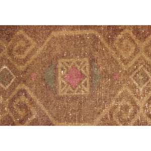 Alfombra Pequeña Vintage de 1.2x3 pies, Alfombra Turca de Lana con Rayas Marrones - Product Image 3