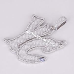 14KT or blanc massif diamant de laboratoire entièrement glacé Hip Hop élégant pendentif Design pour rappeur Pass testeur de diamants - Product Image 5