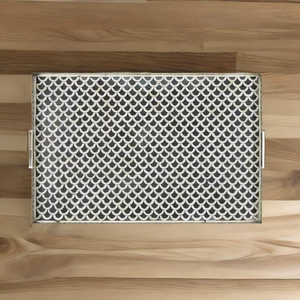 Bandeja Decorativa Hecha a Mano con Incrustaciones de Hueso Floral Art Deco, Florero de Mesa para Decoración del Hogar, para Bodas Elegantes, Regalo de Ramadán o San Valentín para Servir - Product Image 5