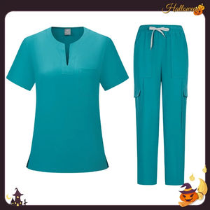 Ensemble de gommage d'allaitement en coton doux pour femmes, uniforme médical à manches courtes, pantalon de jogging, tenue d'hôpital avec option de logo - Product Image 2