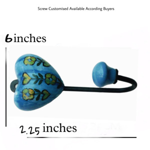 Stylish <b>Turquoise</b> Ceramic Heart Shape Coat Hooks & Keychain Hanger a Chic Rail for Home or Office Use - Product Image 3