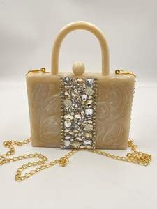 Clutch <b>Bag</b> Marble Color Resin Geometric Shape Resin Marble Color <b>Evening</b> <b>Bag</b> With <b>Gold</b> Strap for Part - Product Image 2