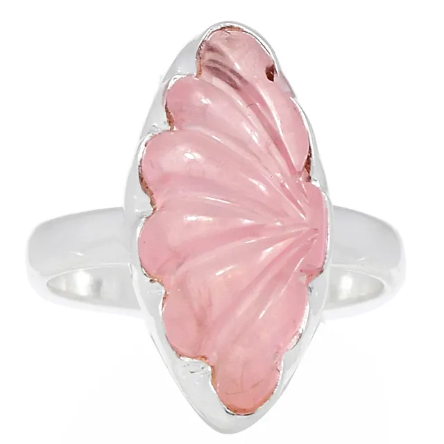 natural gemstone healing carving crystal rose quartz stone rings for Women jewelry