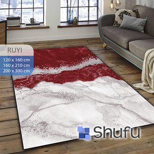 Tapis Shufu modernes à poils moyens imprimés en flanelle, base en caoutchouc thermoplastique antidérapante et antiallergique, ensembles de tapis de machine pour toutes surfaces - Product Image 1