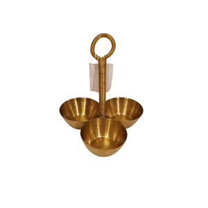 Handmade Durable Set of 3 High Quality Ramadan Eid Gold Metal <b>Bowl</b> Tray in Wire Design for Fruits and Desserts Server - Product Image 1