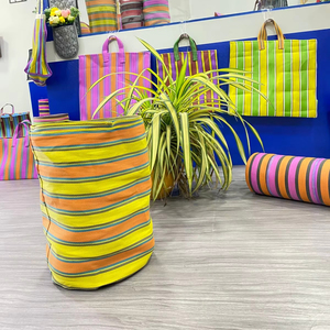 Sacs à provisions à rayures tissés en nylon recyclé PP Sacs en plastique réutilisables et écologiques fabriqués en Inde Vente en gros - Product Image 1