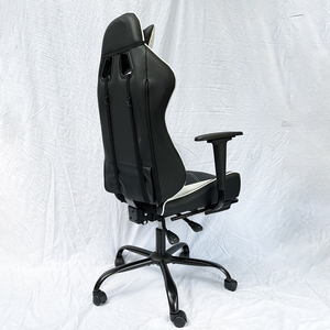 7188 Black White PU Leather <b>Gaming</b> Chair Cooling Extendable Foldable Massage Features Steel Frame Adjustable Armrest for Home - Product Image 6