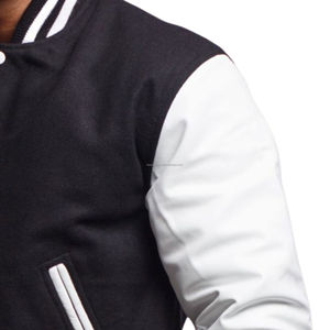 Chaqueta Universitaria Americana Unisex, Cuerpo de Lana, Mangas de Cuero Sintético, Chaqueta Bomber Vintage de Béisbol, Parches de Equipos Universitarios - Product Image 4