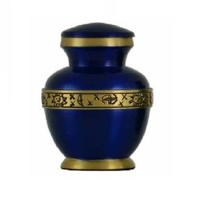 Urna de recuerdo de cremación de latón de alta calidad con banda grabada en negro dorado y acabado de Color rojo para cenizas humanas-Suministro funerario - Product Image 5