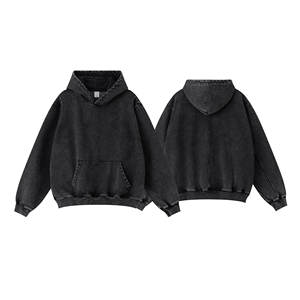 High Street Wholesale Sudaderas con capucha para hombres Retro Cotton Heavyweight 450G Acid Wash Oversized Drop Shoulder para hombres - Product Image 1