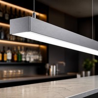 Luminaire suspendu linéaire LED en aluminium pour comptoir de bar, 1200 mm, 6000K, dimmable, moderne, pour pub