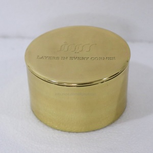 ภาชนะเปล่าสำหรับทำเทียนวัสดุตกแต่งบ้านเคลือบเงาทำด้วยมือสีทองทองเหลืองขนาด12ออนซ์ออกแบบโลโก้ได้ตามที่ต้องการ - Product Image 5