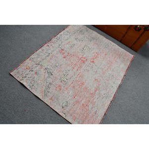 Tapis turc vintage, tapis de 4,6 x 3,8 pieds, tapis à accents floraux rouges - Product Image 4
