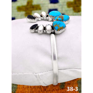 Southwest Handmade White Buffalo Cuff Bracelet with Santa Maria & Sterling Silver Fashionable Accessory - Product Image 2