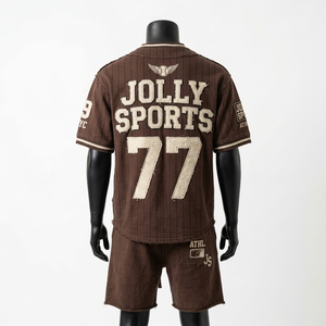 Ensemble short de baseball pour homme en maille polyester de qualité, blanc avec passepoil noir, uniforme sportif, logo personnalisé en twill, ensemble short pour homme - Product Image 4