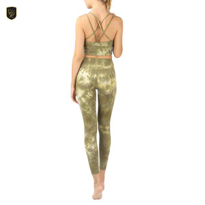 Conjunto de yoga para mujer, transpirable y elástico, de dos piezas, con sujetador deportivo y leggings de cintura alta para gimnasio, ejercicio y uso diario. - Product Image 2