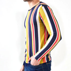 T-shirts décontractés à manches longues en polyester tricoté pour hommes, à motif de lettres, coupe ajustée, logo personnalisé imprimé par transfert thermique, dernière tendance - Product Image 3