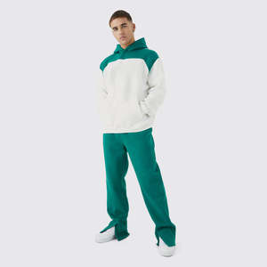 Vêtements de sport, vêtements de sport de fitness, survêtement technique en molleton, ensemble deux pièces pour hommes, survêtement de jogging pour hommes avec panneaux - Product Image 3
