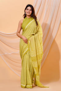 Mulmul de coton traditionnel indien dessiné à la main Ajrakh léger à séchage rapide Saree Blouse nouveau Bollywood Designer mariages d'été - Product Image 5